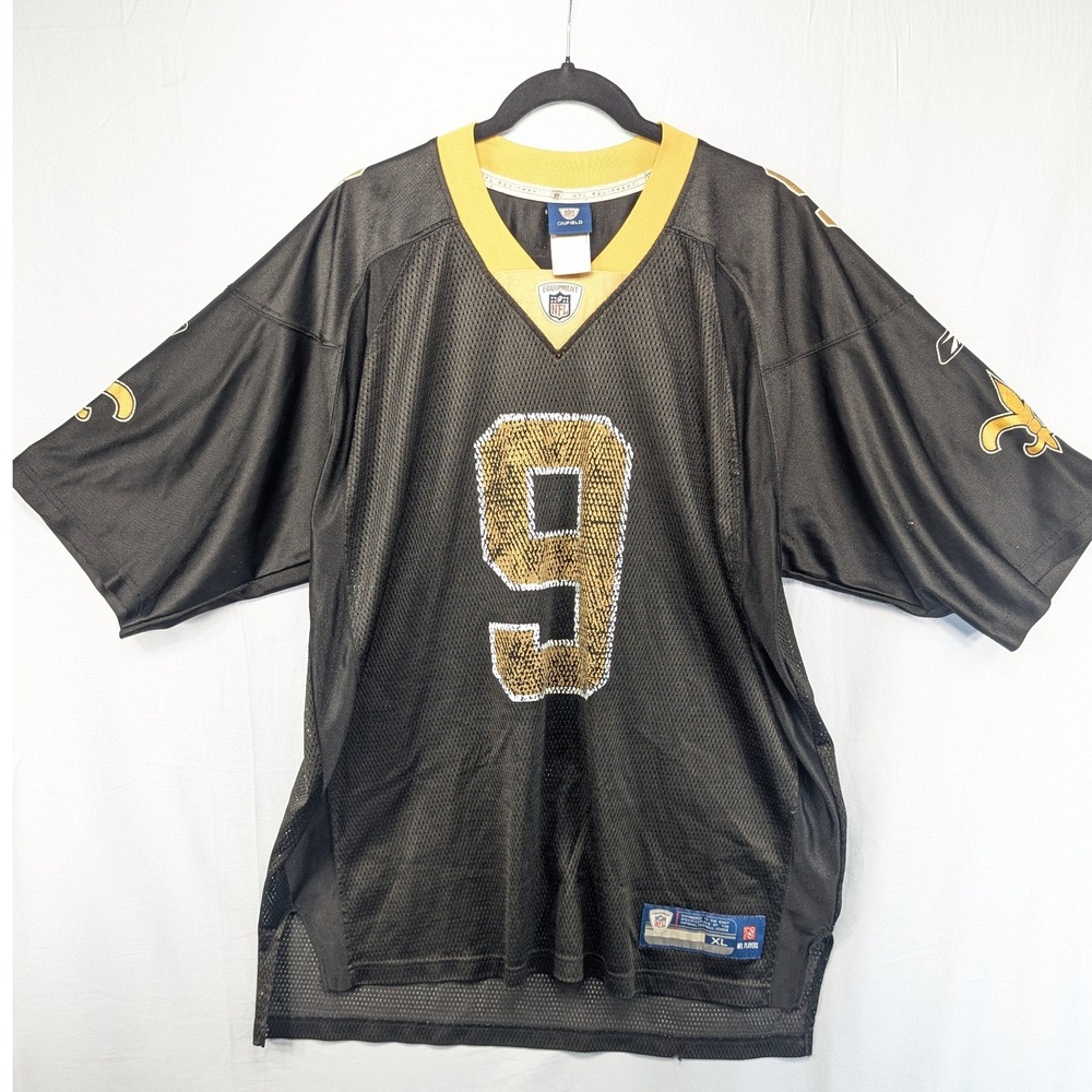 NFL New Orleans Saints Drew Brees‎ 9 Football Jersey XL Black Gold Equipment
